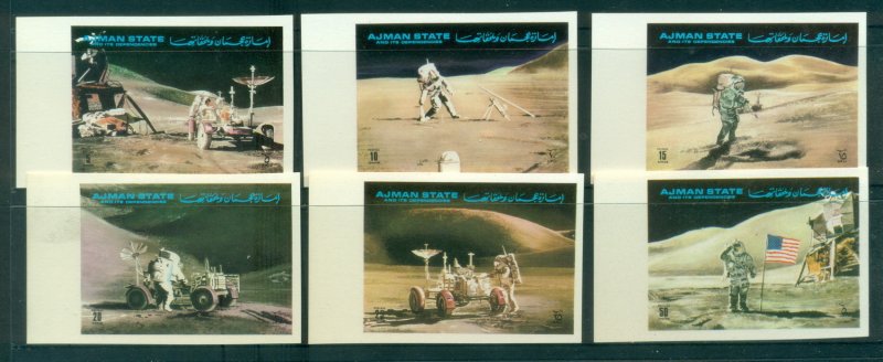 Ajman 1972 Mi#1267-1272B Apollo 15, Exploration of the Moon's Surface IMPERF MLH