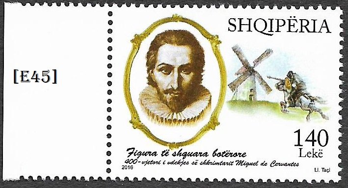 [E45]- Albania 2016, 400th death anniversary; Miguel de Cervantes. Gim. 3694 MNH