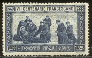 ITALY #182a SCARCE Mint (H) - 1926 1.25 l Dark Blue, P 13 1/2