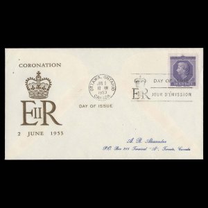 Canada 1953 (FDC) 4c Coronation, OTTAWA