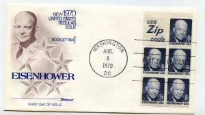 1393b S5 Dwight D Eisenhower pane of 5 'Use Zip Code' Fleetwood, FDC