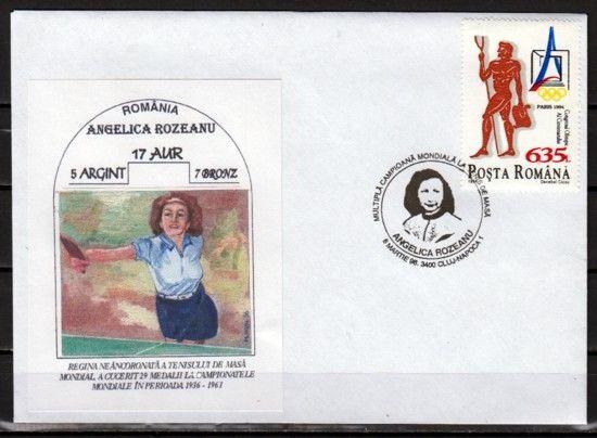 Romania, 1996 issue. 08/MAR/96. Table Tennis cancel on a Cachet Envelope. ^