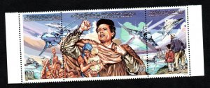 1998- Libya- Libye- USA- American Agression - Qaddafi – Strip of 3 Stamps -MNH** 