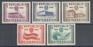 Austria Sc 599-603 MNH. 1955 Austrian Liberation VF