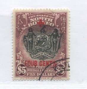 North Borneo 1918 overprinted + 4 cents  on $5 Semi-Postal used