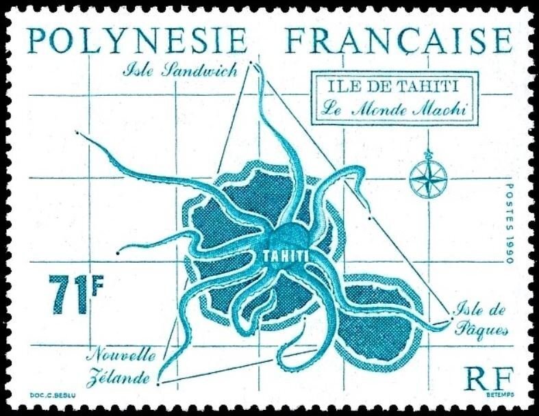 Polynesia 1990 #537 MNH. Map