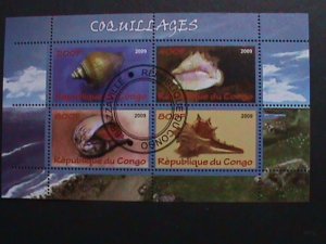 CONGO-2009  LOVELY SEA SHELLSCTO S/S VF- WITH CLEAR FANCY FIRST DAY CANCEL