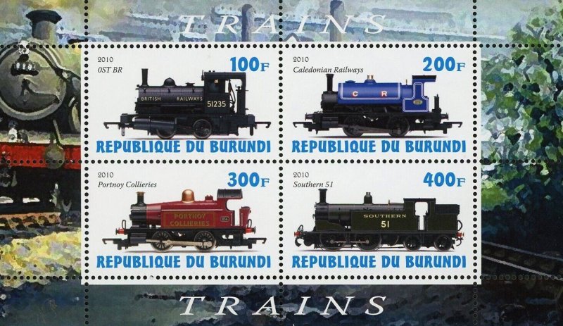 Train Transportation OST BR  Caledonian Railways Souvenir Sheet of 4 Stamps MNH