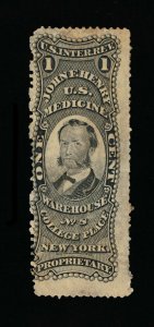 GENUINE SCOTT #RS114d PRIVATE DIE MEDICINE JOHN F HENRY ON WMK-191R PAPER #14559