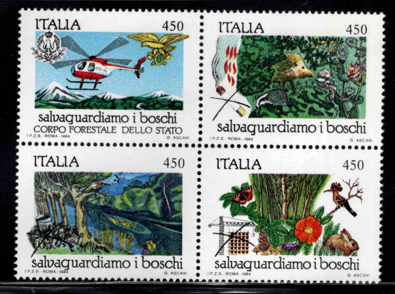 Italy Scott 1590a MNH**  Nature Preservation Block of stamps