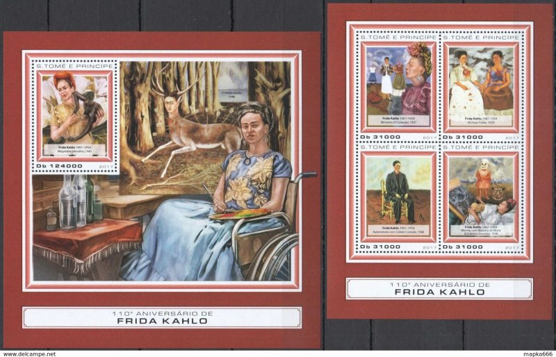 2017 Sao Tome & Principe Art Paintings Frida Kahlo #7348-51+Bl1318 ** Fd0906
