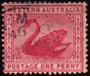 Western Australia, Sc 59, SG 112 Study, Hinged - 1885 1d....