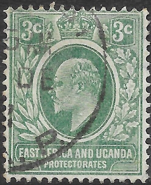 KENYA, UGANDA & TANGANYIKA SG35a 1907 3c BLUE-GREEN USED