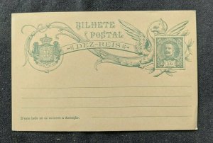 Mint Vintage Portugal Postal Stationary Postcard 10 Reis