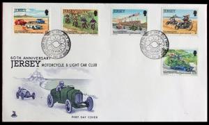 JERSEY SG#233-237 1980 MOTORCYCLE LIGHT CAR CLUB MOTOCROSS SAND RACING FDC