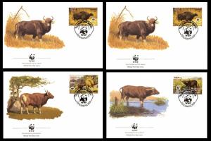 Kampuchea WWF Cambodian Cattle 4 official FDCs