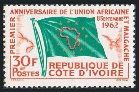 Ivory Coast 198,MNH.Michel 243. African-Malagasy Union,1962.Flag.