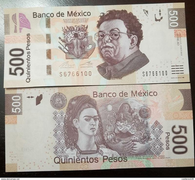 RO) 2013 MEXICO, BANKNOTE 500 PESOS -MXN, DIEGO RIVERA, FRIDA KHALO, PAINTING EL