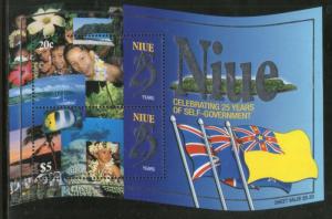 Niue 1999 Self-Government Anni. Flags Boat Fish Odd Shaped Sc 740 M/s MNH # 1...