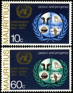 MAURITIUS Scott 374-375 VF/NH United Nations Silver Jubilee Issue