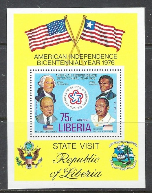 Liberia C214 MNH 1976 U.S. Bicentennial S/S (ap7236)