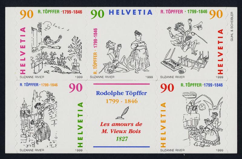 Switzerland 1047a Booklet Pane MNH Comic Book Les Amours de Monsieur Vieux Bois