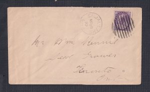 CANADA 1899 2C NUMERAL ISSUE COVER SHOAL LAKE MANITOBA TO TORONTO ONTARIO