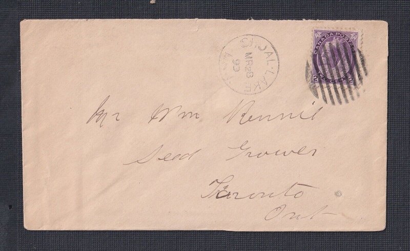 CANADA 1899 2C NUMERAL ISSUE COVER SHOAL LAKE MANITOBA TO TORONTO ONTARIO