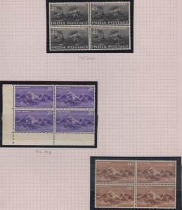 MOMEN: INDIA SG #343-353 1953-1954 BLOCKS MINT OG NH £220+ LOT #65459 