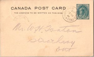 Canada 1c QV Postal Card 1903 Niag'a Falls & London Ry P.O. Type ON-300 to St...