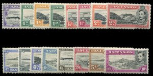 Ascension #40-49 Cat$202.85, 1938-55 George VI, complete set, hinged