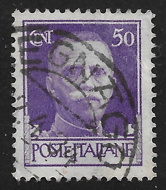 レアキングビクターエマニュエルIIIポステイタリアン50セント　パープル Used. One: 1929 King Victor Emmanual III Poste Italiane 50