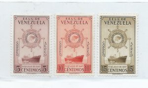 VENEZUELA 1952 REDRAWN COIL STAMPS COURVOISIER SET OF 3 MINT HINGED C554-56