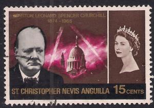 St Christopher Nevis Anguilla 1966 QE2 15 ct Churchill SG 153 ( G950 )