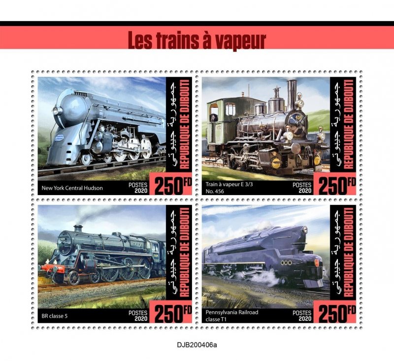 2020 07- DJIBOUTI -  STEAM TRAINS II      4V complet set    MNH ** T