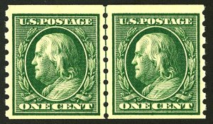 U.S. #385 MINT Line PAIR OG HR