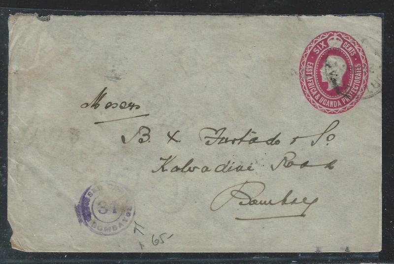 EAST AFRICA AND UGANDA (3009B) KGV 6C PSE CENSORED TO INDIA