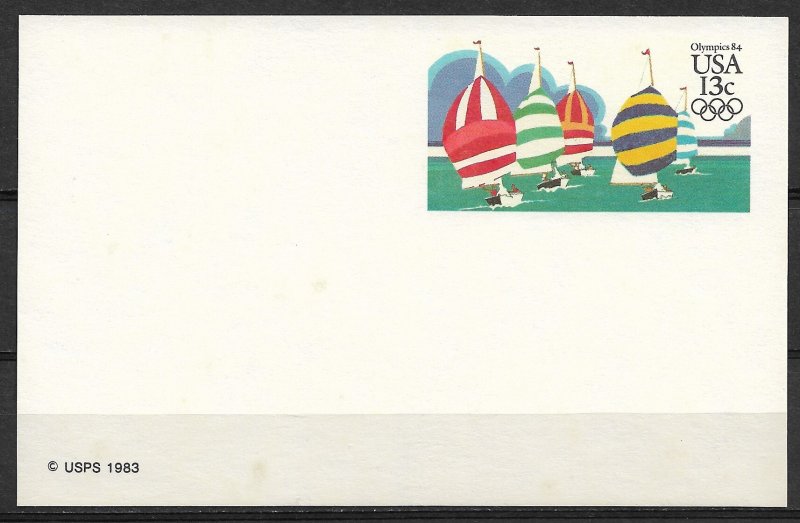 1983 USA UX100 Olympics Yachting mint Postal card