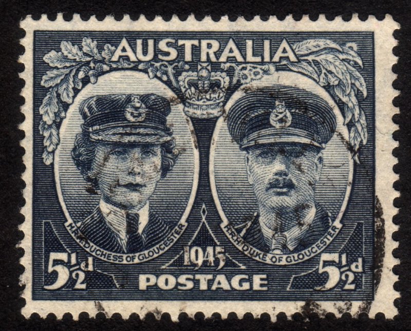1945, Australia 5 1/2p, Used, Sc 199
