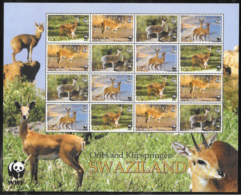 SWAZILAND SC 698-701 NH MINISHEET of 2001 - WWF - ANIMALS