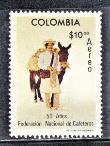 COLOMBIA SC #C642 MH 10p  1977 COFFEE GROWER & MULE