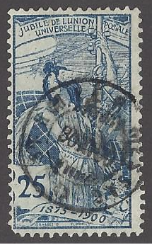 Switzerland # 100 used, UPU allegory, 25th anniversary of UPU, issued 1900