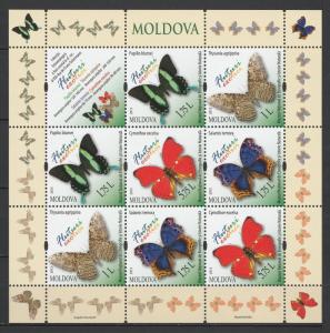 Moldova 2013 Butterflies Minisheet 8 MNH stamps