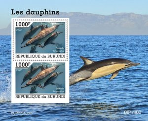 BURUNDI - 2022 - Dolphins - Perf 2v Souv Sheet - Mint Never Hinged