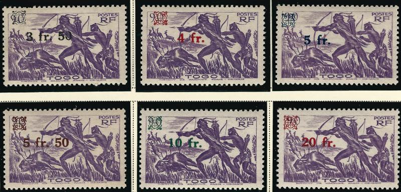 French Togo Hunter Overprint (Sc 303-08) F-VF MNH...Quality Bargains!