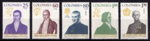 Colombia 1967 Sc#763/765+C486/487 FAMOUS MEN OF COLOMBIA Set (5) MNH