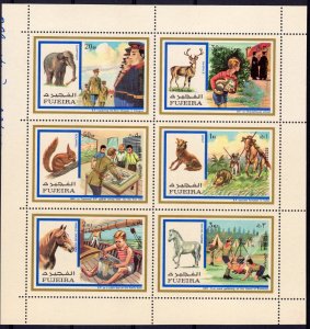 Fujeira 1972 Mi#896/901 Scouts and Animals  Mini-Sheetlet (6) Perforated MNH