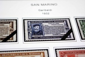 COLOR PRINTED SAN MARINO [CLASS.] 1877-1943 STAMP ALBUM PAGES (24 illust. pages)