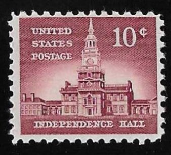 1044D 10 cents 1956 Independence Hall tagged, Stamp Mint OG NH VF-XF