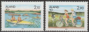 EDSROOM-17222 Finland-Aland Islands 60-61 MNH 1991 Complete Kayaking